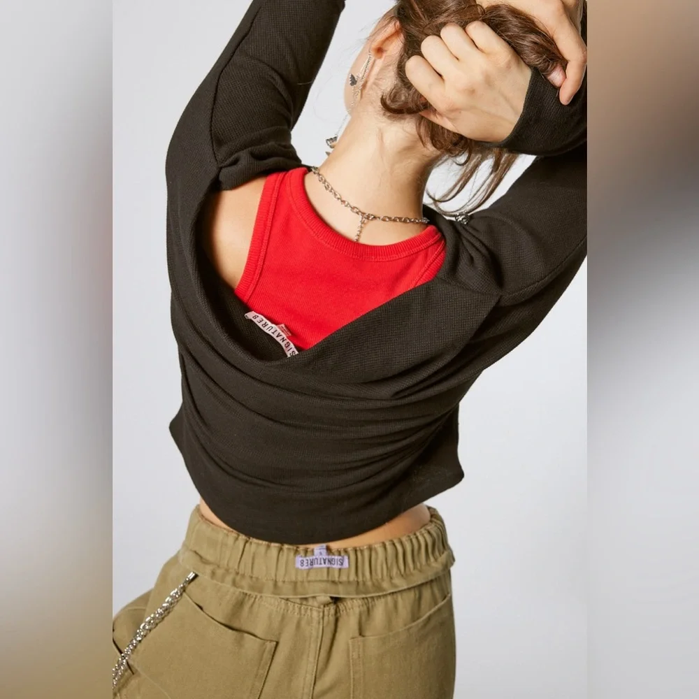 SIGNATURE8 WAFFLE KNIT OFF SHOULDER TOP ❤️NEW COLLECTION IN STORES❤️ - Picture 3 of 4